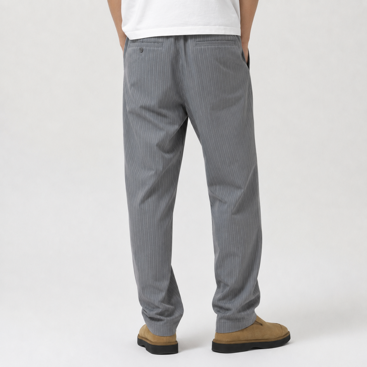 Grey Pinstripe Tailored Pants