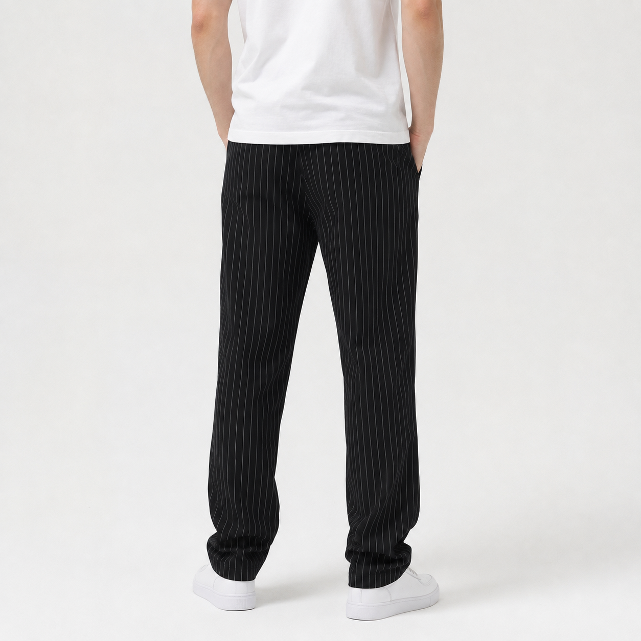 Black Pinstripe Tailored Pants
