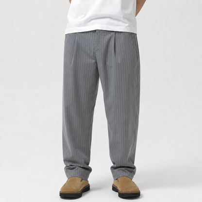 Grey Pinstripe Tailored Pants