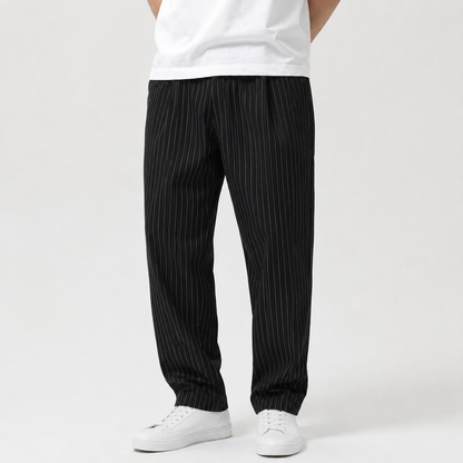 Black Pinstripe Tailored Pants