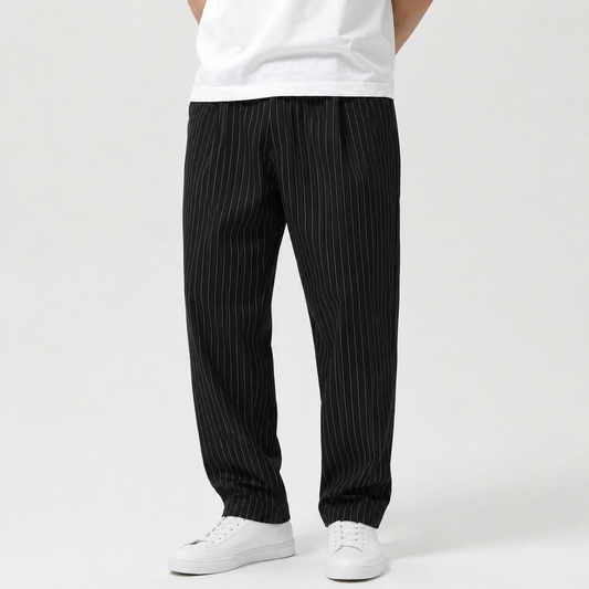Black Pinstripe Tailored Pants