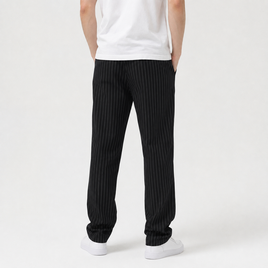 Black Pinstripe Tailored Pants